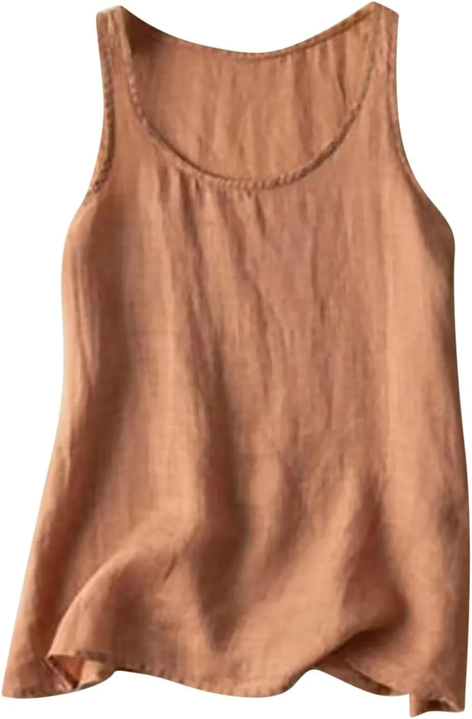 2025 Cotton Linen Tank Tops Women Sleeveless Crew Neck Tees Shirts Elegant Solid Color Lightweight Comfy Blouses