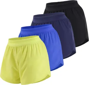 3 Pack Womens Running Shorts,Multipack Womens 2 in 1 Running Shorts,4 Pack Mid Rise Gym Shorts for Ladies