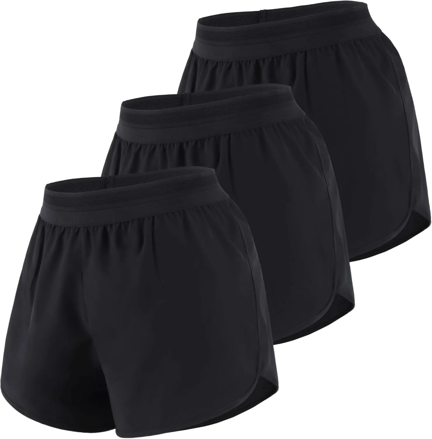 3 Pack Womens Running Shorts,Multipack Womens 2 in 1 Running Shorts,4 Pack Mid Rise Gym Shorts for Ladies