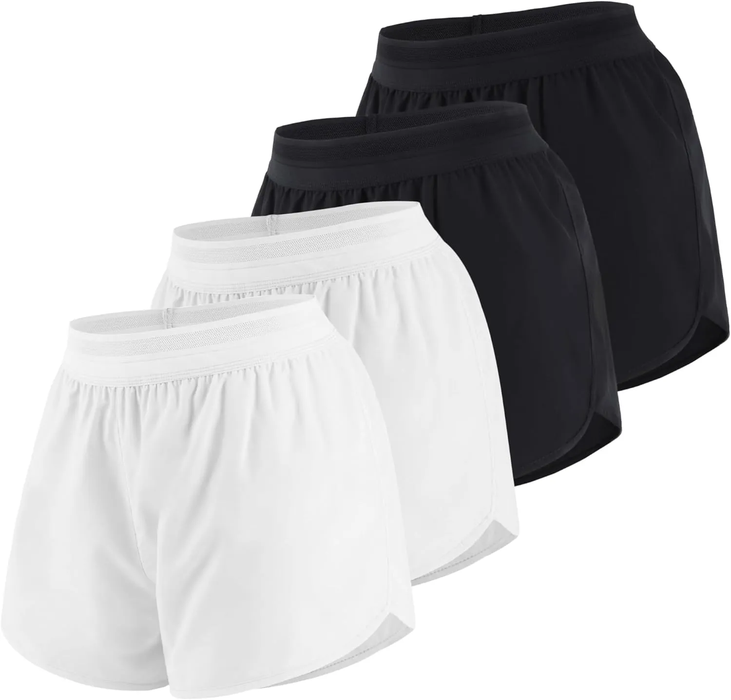 3 Pack Womens Running Shorts,Multipack Womens 2 in 1 Running Shorts,4 Pack Mid Rise Gym Shorts for Ladies