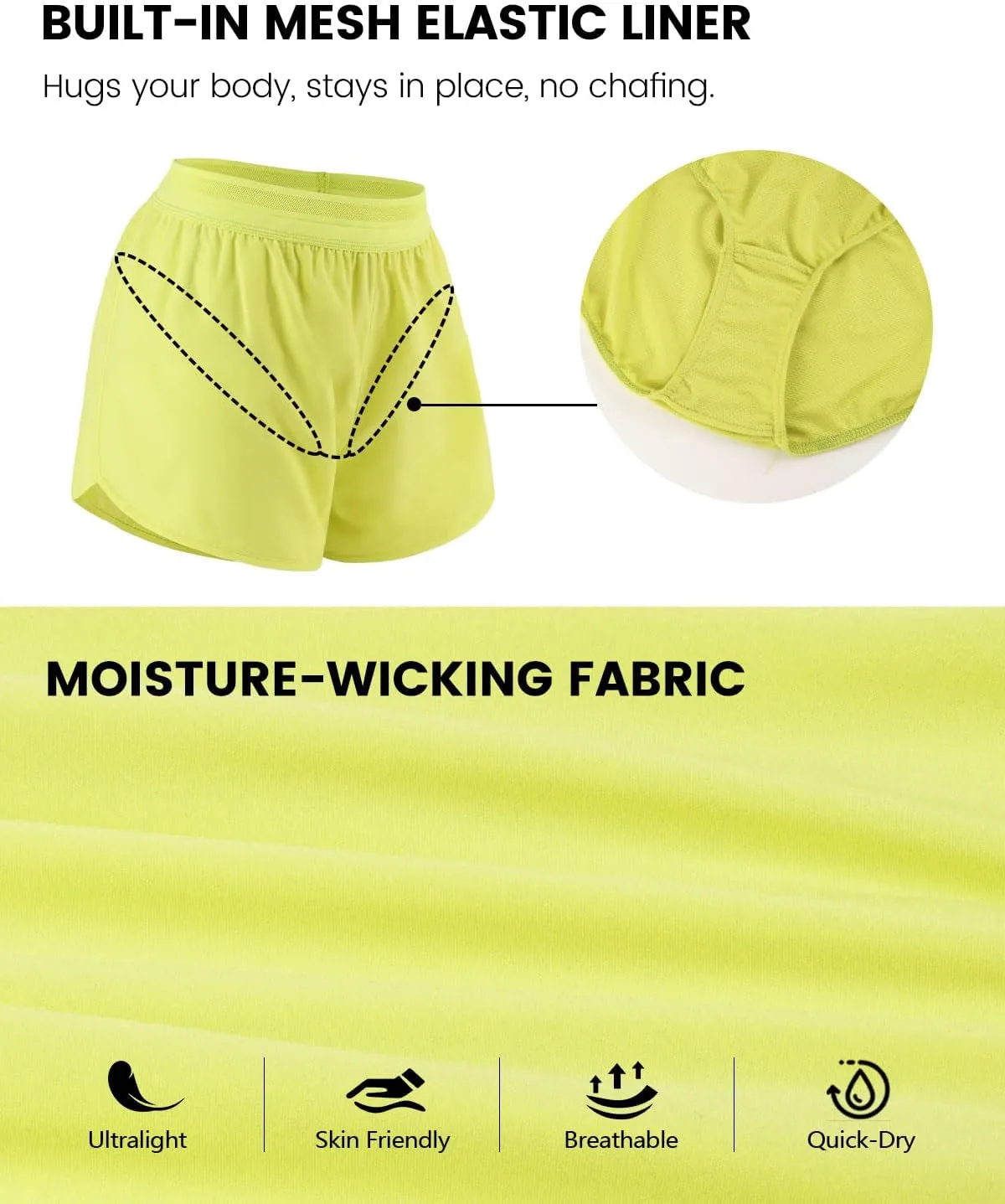 3 Pack Womens Running Shorts,Multipack Womens 2 in 1 Running Shorts,4 Pack Mid Rise Gym Shorts for Ladies