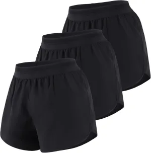 3 Pack Womens Running Shorts,Multipack Womens 2 in 1 Running Shorts,4 Pack Mid Rise Gym Shorts for Ladies