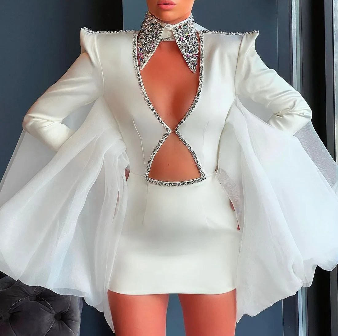 Aleah Elegant White Evening Dress