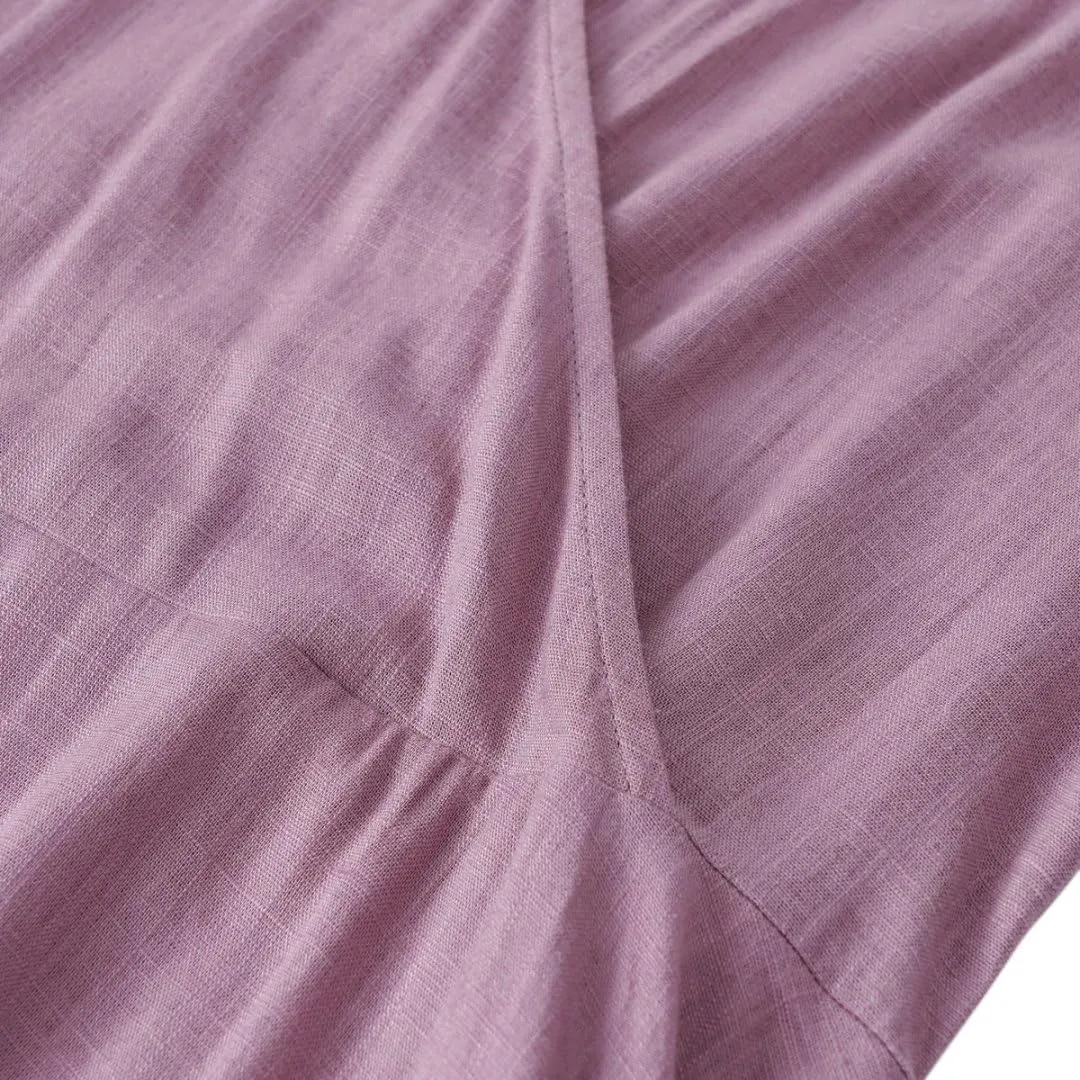 Amazhiyu Womens Linen Short Sleeve V Neck Wrap Maxi Dress Belt Tie with Pockets