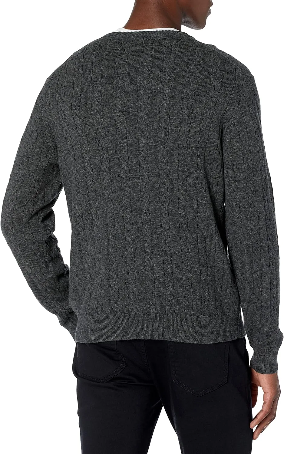Amazon Essentials Men's Crewneck Cable Cotton Sweater