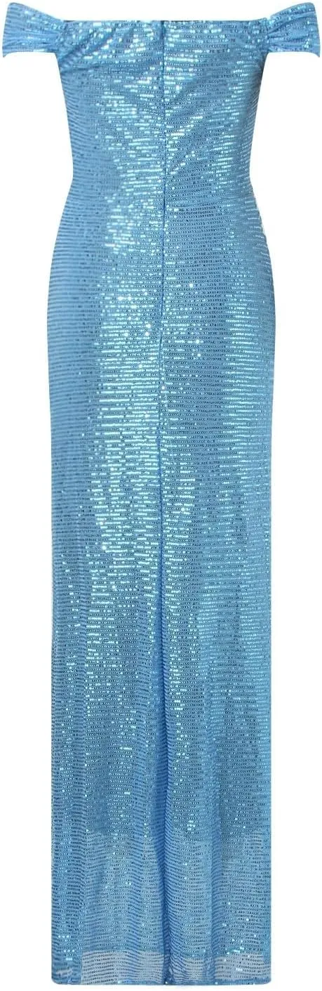 Aniywn Sparkly Sequin Prom Dresses for Women 2025 Long Bodycon Off Shoulder Formal Evening Party Gown with Slit Formal Gown
