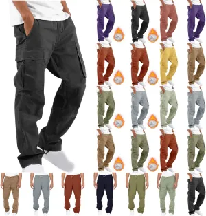 Aymnlox Cargo Pants for Men Baggy Big and Tall Linen Drawstring Sweatpants Casual Hiking Jogger Athletic Straight Pant Pocket