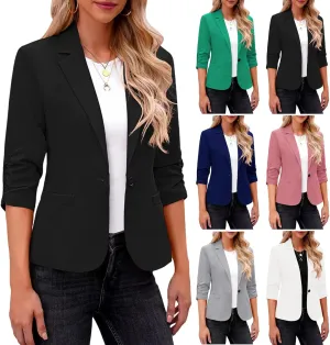 Blazers for Women Dressy 3/4 Sleeve Suit Jackets Open Front Business Casual Blazer Lightweight Work Office Blazer