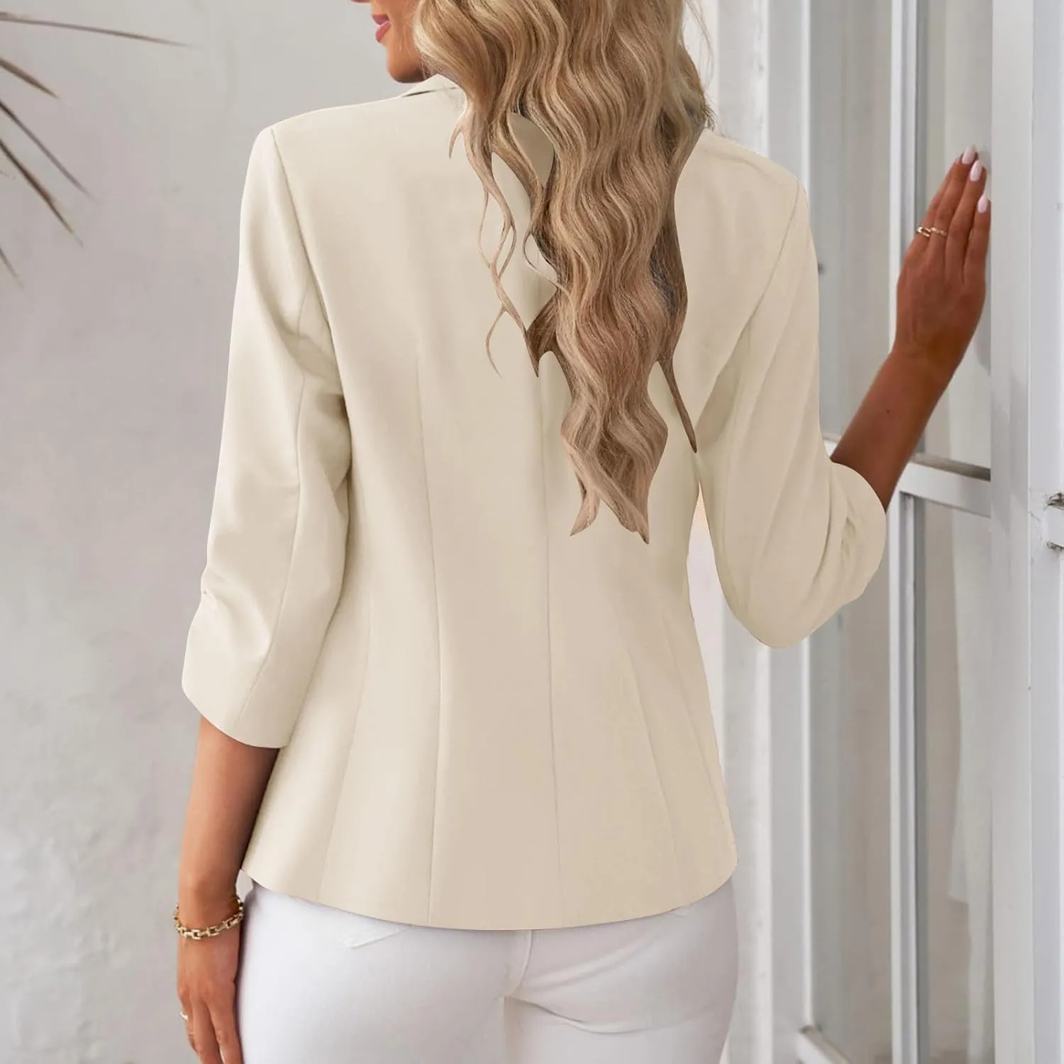 Blazers for Women Dressy 3/4 Sleeve Suit Jackets Open Front Business Casual Blazer Lightweight Work Office Blazer