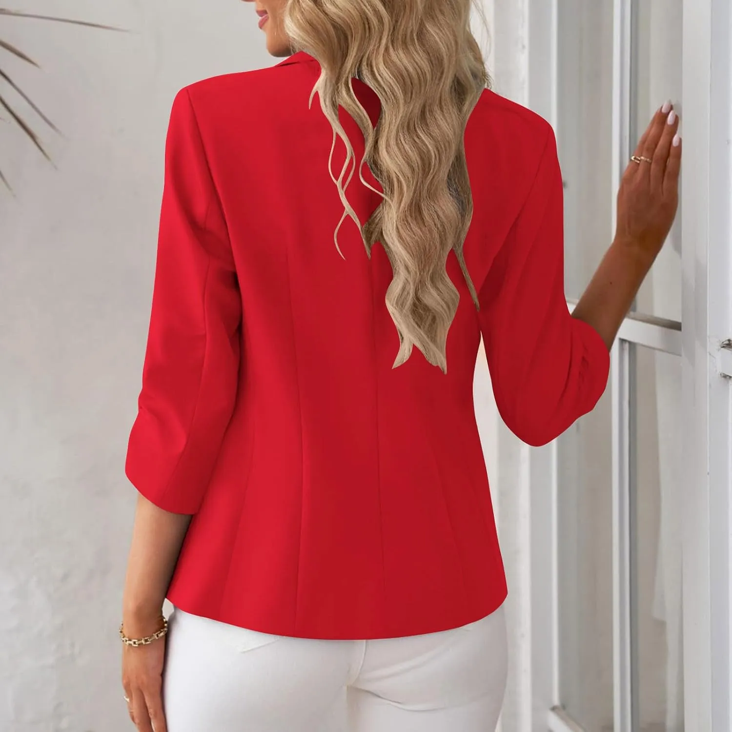 Blazers for Women Dressy 3/4 Sleeve Suit Jackets Open Front Business Casual Blazer Lightweight Work Office Blazer