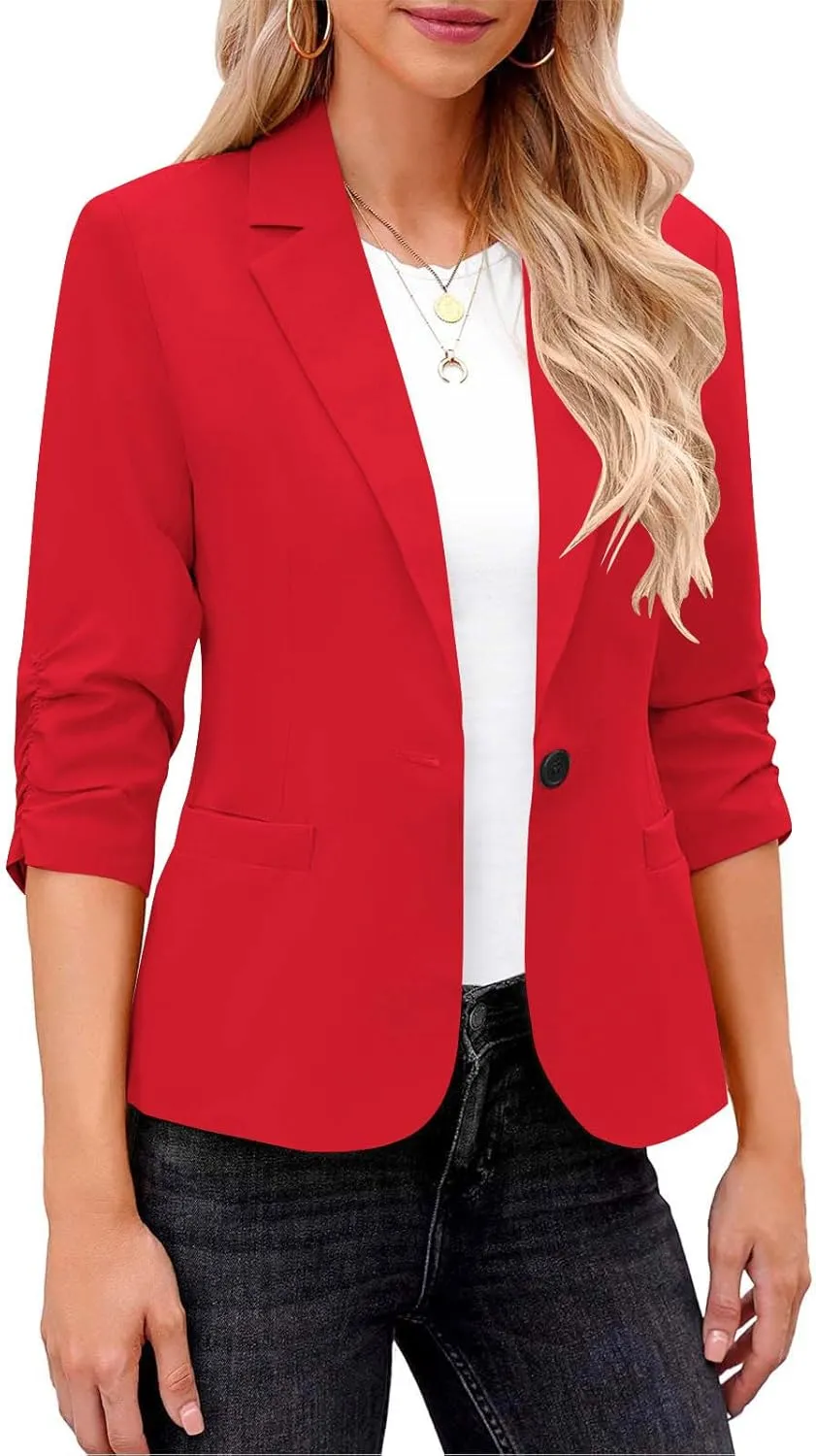 Blazers for Women Dressy 3/4 Sleeve Suit Jackets Open Front Business Casual Blazer Lightweight Work Office Blazer