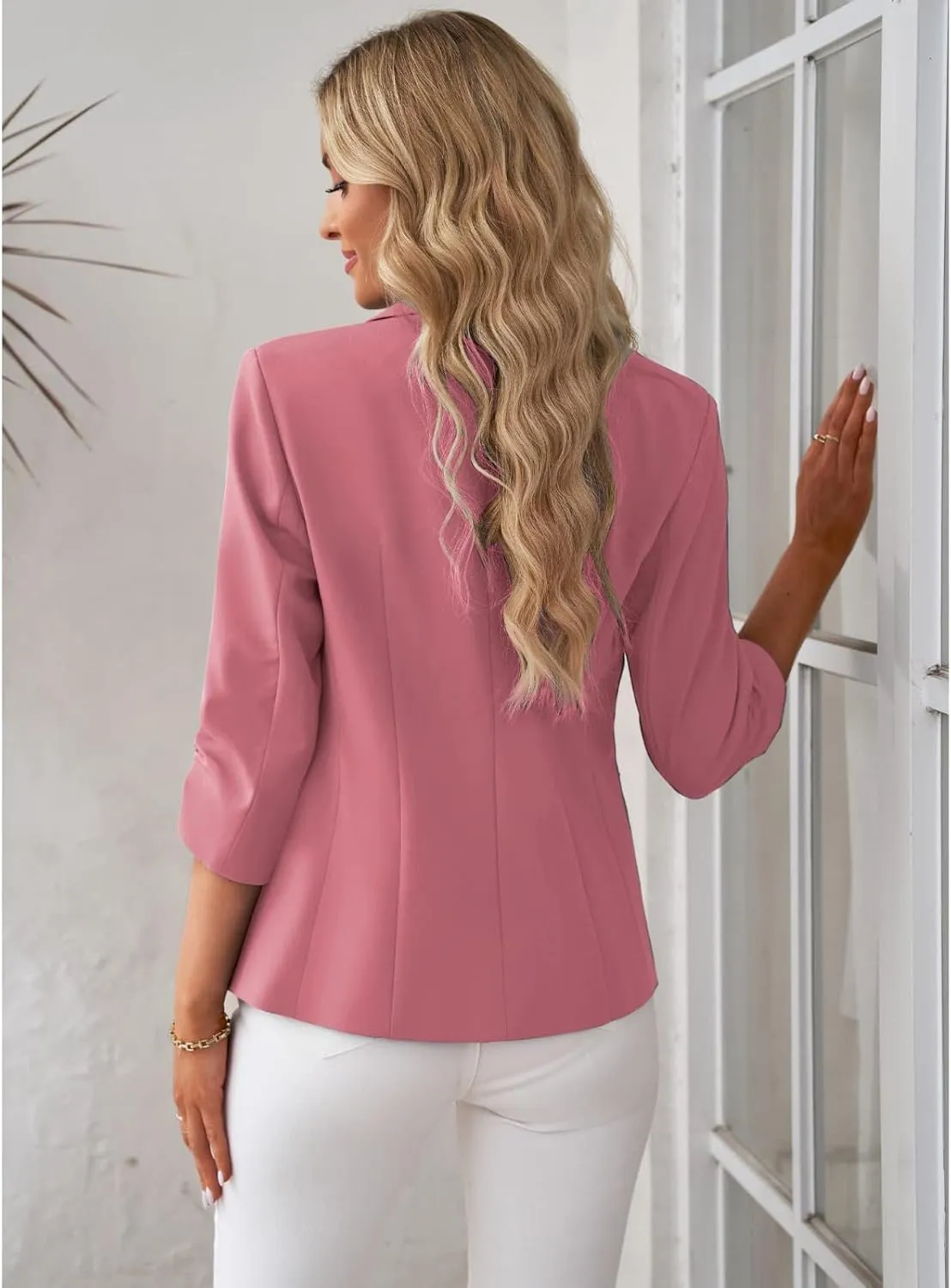 Blazers for Women Dressy 3/4 Sleeve Suit Jackets Open Front Business Casual Blazer Lightweight Work Office Blazer