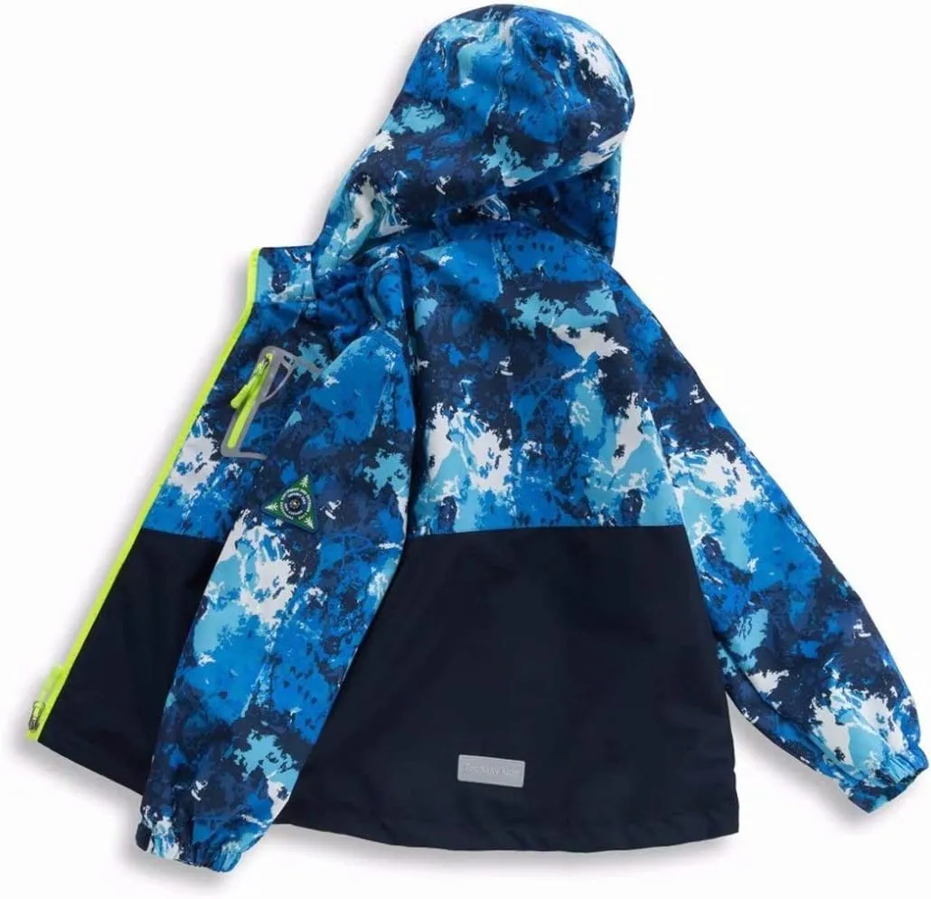 Boys Girls Rain Jackets Waterproof Lightweight Hooded Raincoats Lined Softshell Windbreakers for Kids