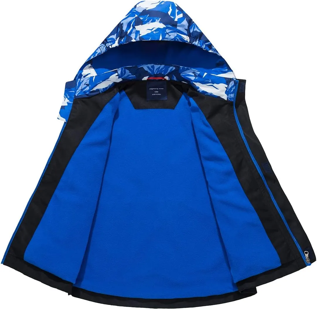 Boys Girls Rain Jackets Waterproof Lightweight Hooded Raincoats Lined Softshell Windbreakers for Kids