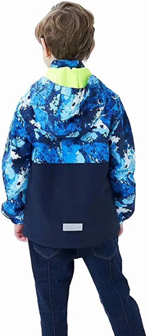 Boys Girls Rain Jackets Waterproof Lightweight Hooded Raincoats Lined Softshell Windbreakers for Kids