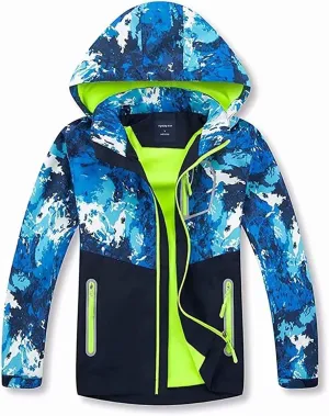 Boys Girls Rain Jackets Waterproof Lightweight Hooded Raincoats Lined Softshell Windbreakers for Kids