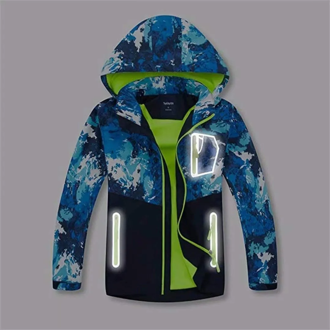 Boys Girls Rain Jackets Waterproof Lightweight Hooded Raincoats Lined Softshell Windbreakers for Kids