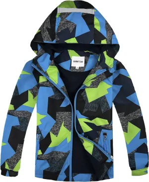 Boys Rain Jackets Lightweight Waterproof Hooded fleece Raincoats Windbreakers for Kids