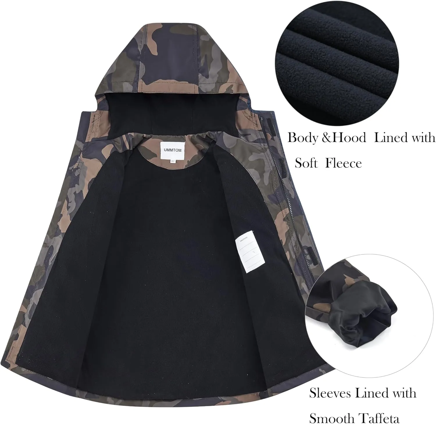 Boys Rain Jackets Lightweight Waterproof Hooded fleece Raincoats Windbreakers for Kids
