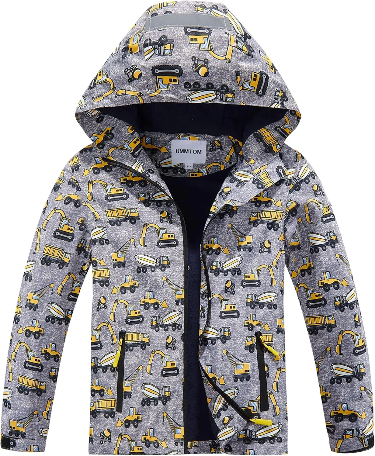 Boys Rain Jackets Lightweight Waterproof Hooded fleece Raincoats Windbreakers for Kids