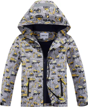 Boys Rain Jackets Lightweight Waterproof Hooded fleece Raincoats Windbreakers for Kids