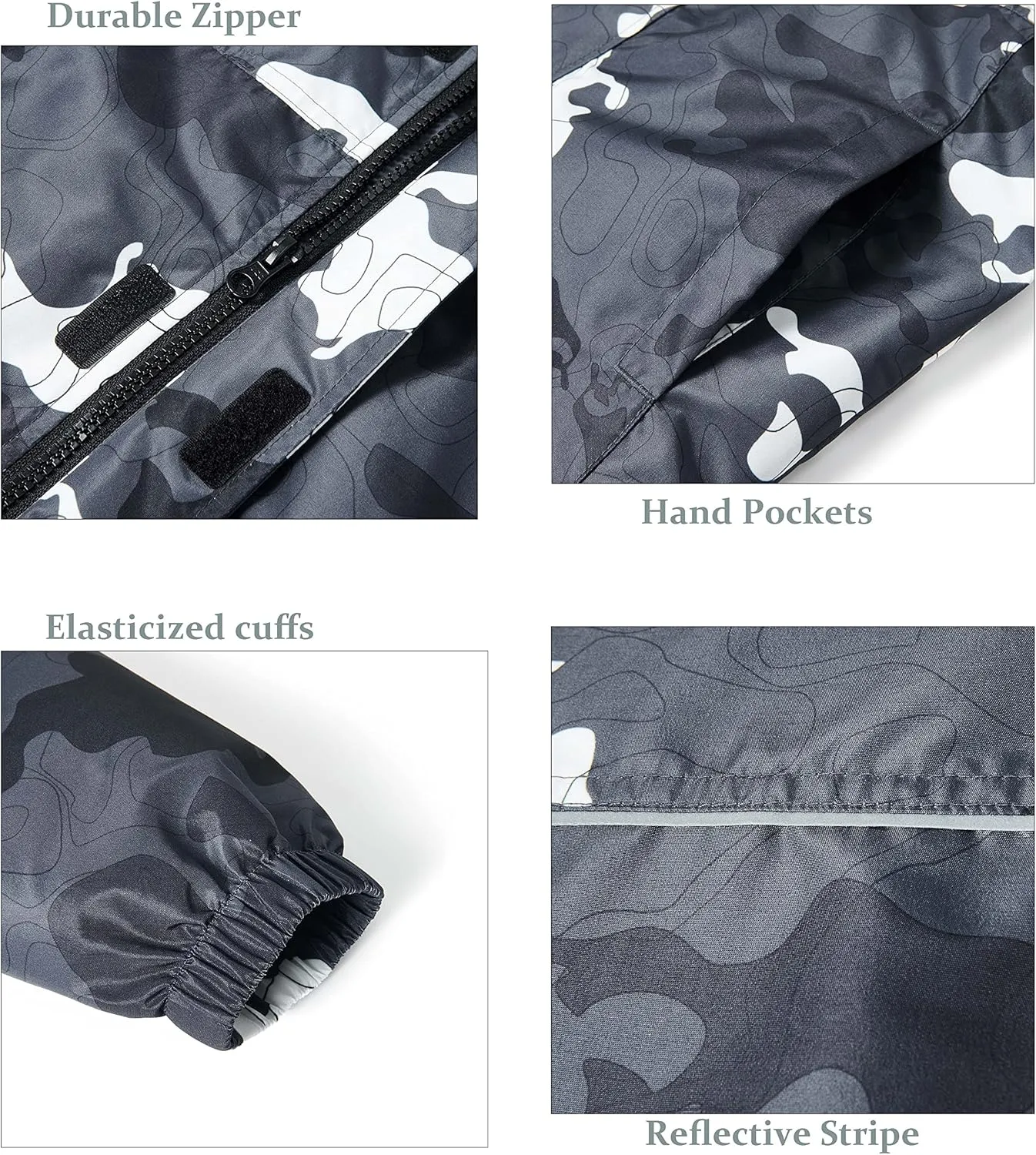 Boys Rain Jackets Lightweight Waterproof Hooded fleece Raincoats Windbreakers for Kids