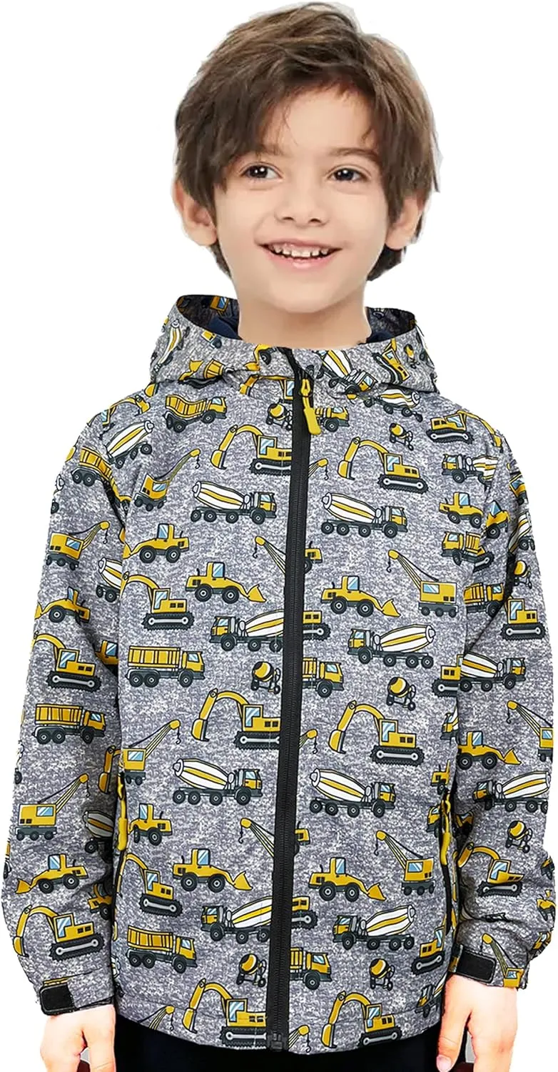 Boys Rain Jackets Lightweight Waterproof Hooded fleece Raincoats Windbreakers for Kids