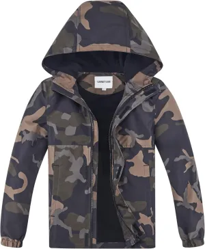 Boys Rain Jackets Lightweight Waterproof Hooded fleece Raincoats Windbreakers for Kids