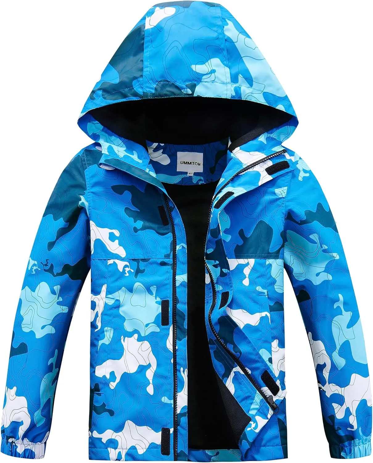 Boys Rain Jackets Lightweight Waterproof Hooded fleece Raincoats Windbreakers for Kids