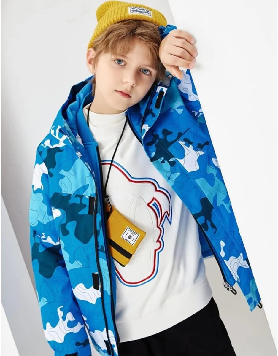 Boys Rain Jackets Lightweight Waterproof Hooded fleece Raincoats Windbreakers for Kids