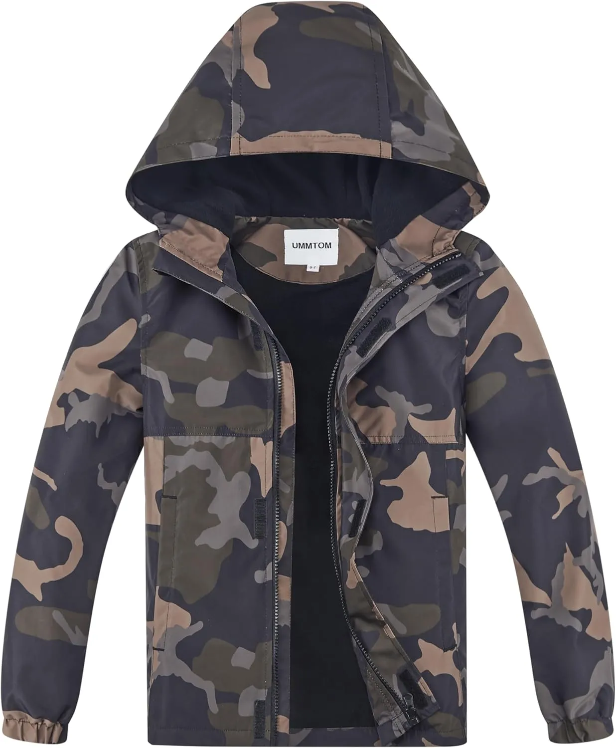 Boys Rain Jackets Lightweight Waterproof Hooded fleece Raincoats Windbreakers for Kids