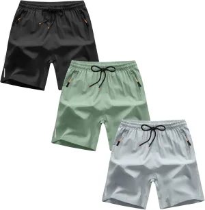 Boys Shorts Quick Dry Athletic Running Shorts with Zipper Pockets