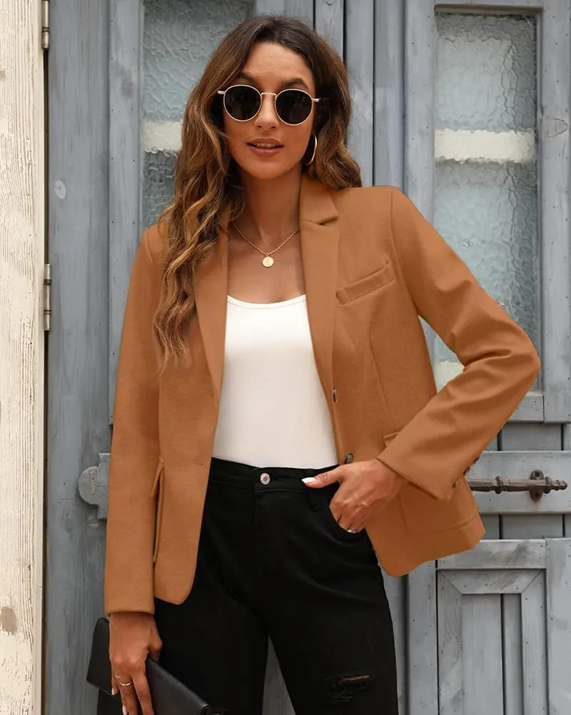 BZB Women's Casual Blazers Long Sleeve Lapel Open Front Work Office Bussiness Warm Blazer Jackets