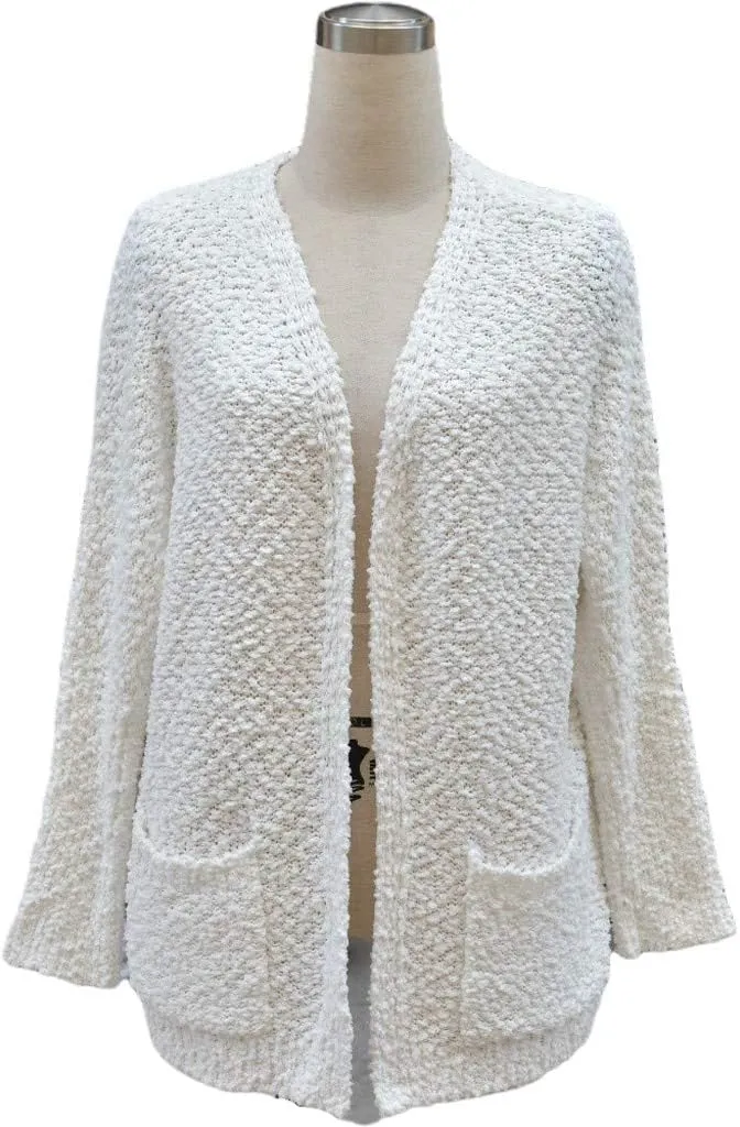 Cardigan Sweaters for Women Chunky Popcorn Oversized Open Front Boyfriend Batwing Long Sleeve Fuzzy Knit Sweaters