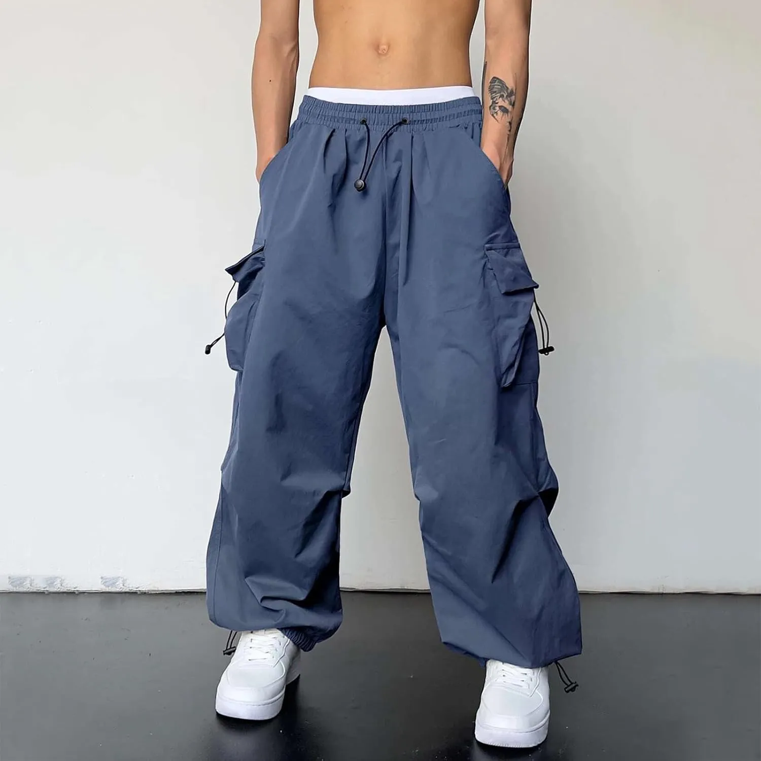 Cargo Pants for Men Baggy Casual Trendy Parachute Pant Loose Fit Harem Streetwear Joggers with Pockets