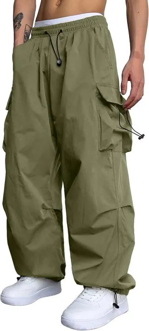 Cargo Pants for Men Baggy Casual Trendy Parachute Pant Loose Fit Harem Streetwear Joggers with Pockets