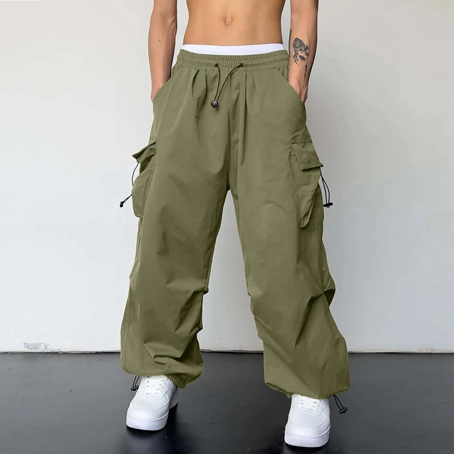 Cargo Pants for Men Baggy Casual Trendy Parachute Pant Loose Fit Harem Streetwear Joggers with Pockets