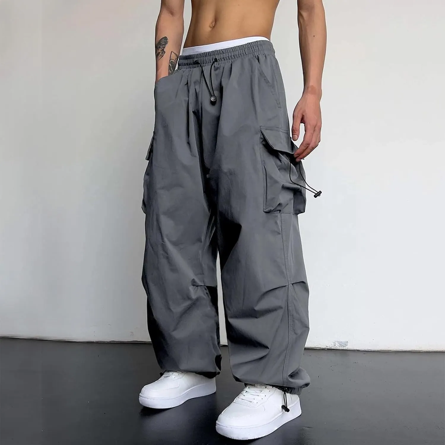 Cargo Pants for Men Baggy Casual Trendy Parachute Pant Loose Fit Harem Streetwear Joggers with Pockets