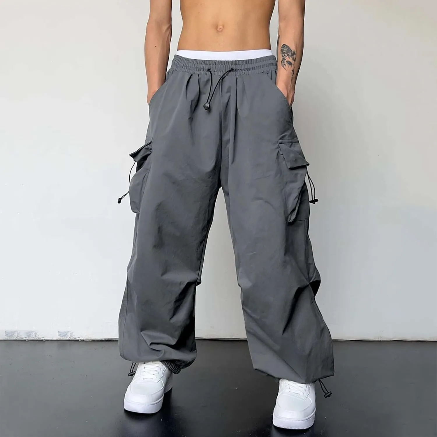 Cargo Pants for Men Baggy Casual Trendy Parachute Pant Loose Fit Harem Streetwear Joggers with Pockets