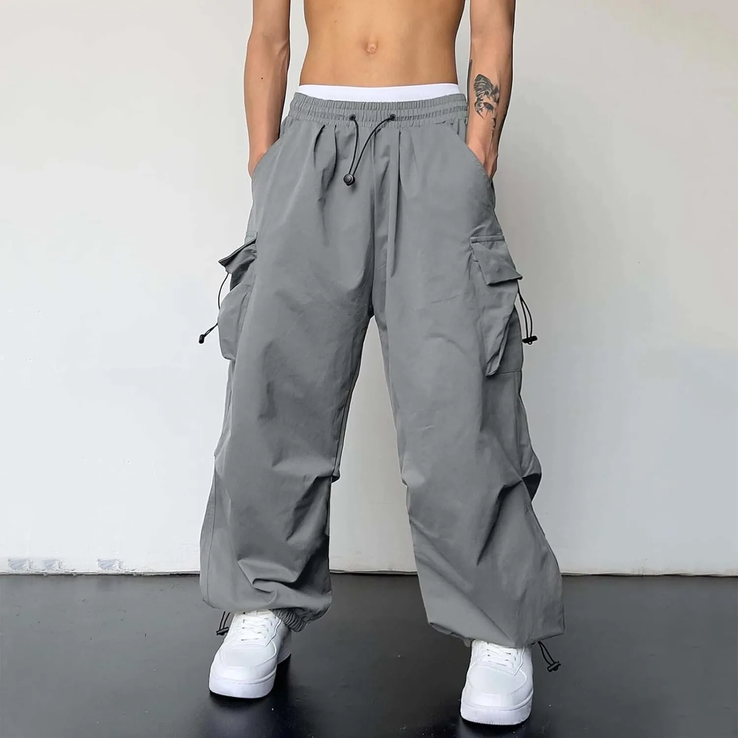 Cargo Pants for Men Baggy Casual Trendy Parachute Pant Loose Fit Harem Streetwear Joggers with Pockets