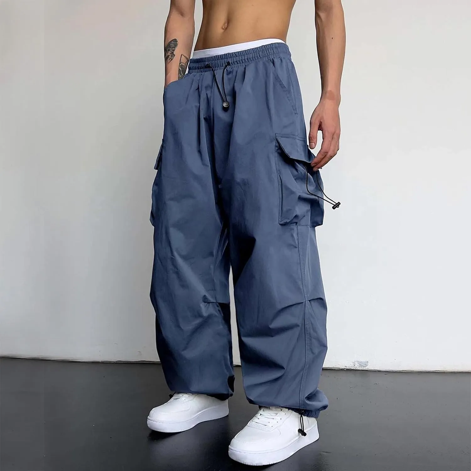 Cargo Pants for Men Baggy Casual Trendy Parachute Pant Loose Fit Harem Streetwear Joggers with Pockets