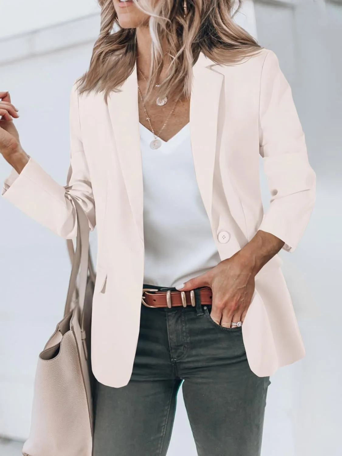 Cicy Bell Womens Casual Blazers Open Front Long Sleeve Work Office Suit Jackets Blazer
