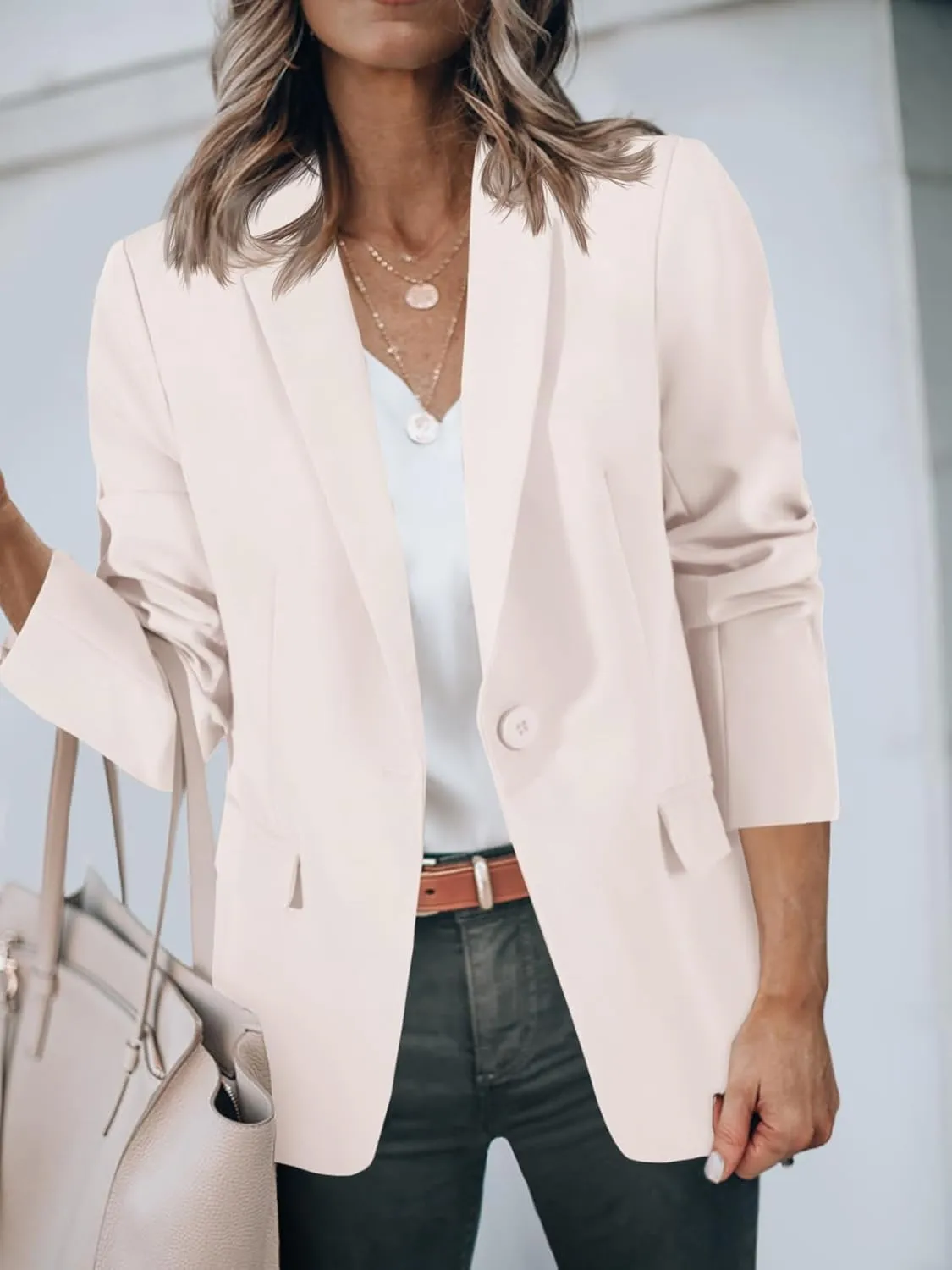 Cicy Bell Womens Casual Blazers Open Front Long Sleeve Work Office Suit Jackets Blazer