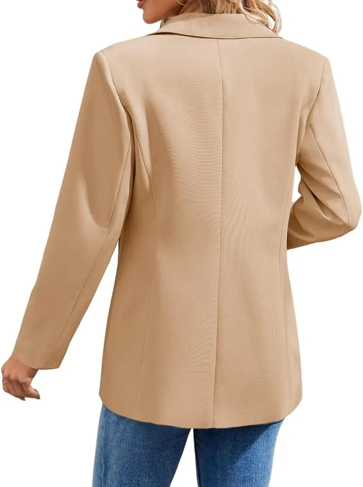 Cnkwei Womens Casual Blazers Open Front Long Sleeve Lapel Collar Work Office Jacket