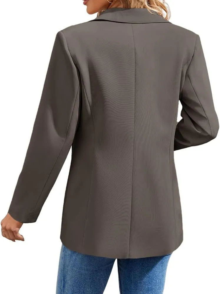 Cnkwei Womens Casual Blazers Open Front Long Sleeve Lapel Collar Work Office Jacket