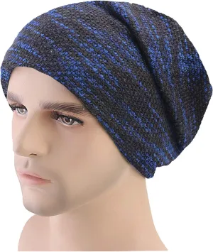 Colorful Stripe Print Scarf Beanie Caps Unisex Winter Knitted Stretchy Chemo Scarf Head Wrap for Men Women Trend Hats