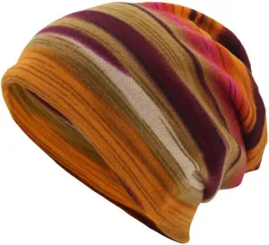 Colorful Stripe Print Scarf Beanie Caps Unisex Winter Knitted Stretchy Chemo Scarf Head Wrap for Men Women Trend Hats