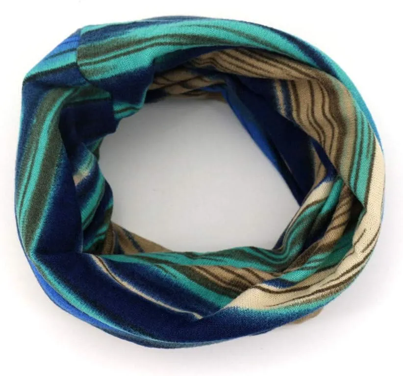 Colorful Stripe Print Scarf Beanie Caps Unisex Winter Knitted Stretchy Chemo Scarf Head Wrap for Men Women Trend Hats