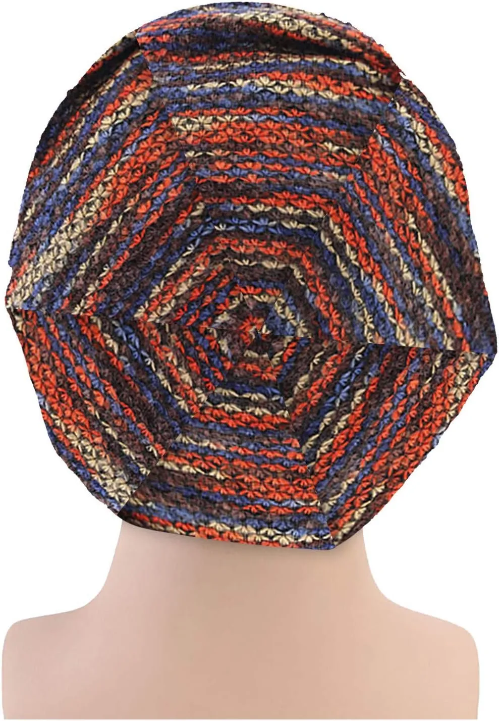 Colorful Stripe Print Scarf Beanie Caps Unisex Winter Knitted Stretchy Chemo Scarf Head Wrap for Men Women Trend Hats