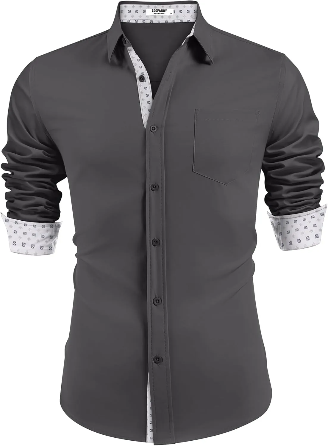 COOFANDY Men's Dress Shirt Wrinkle Free Regular Fit Stretch Long Sleeve Button Down Shirts